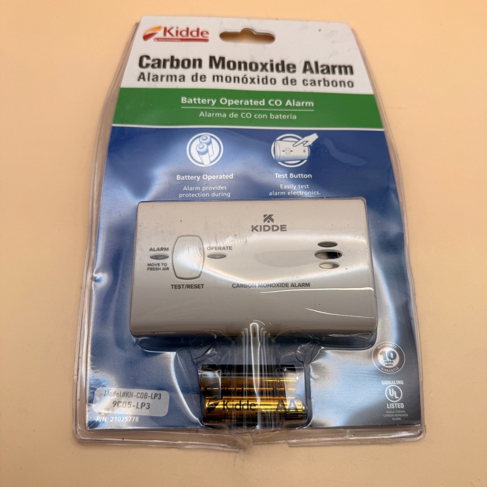 Kidde KN-COB-LP3 Carbon Monoxide Detector, Battery Powered CO Alarm with L